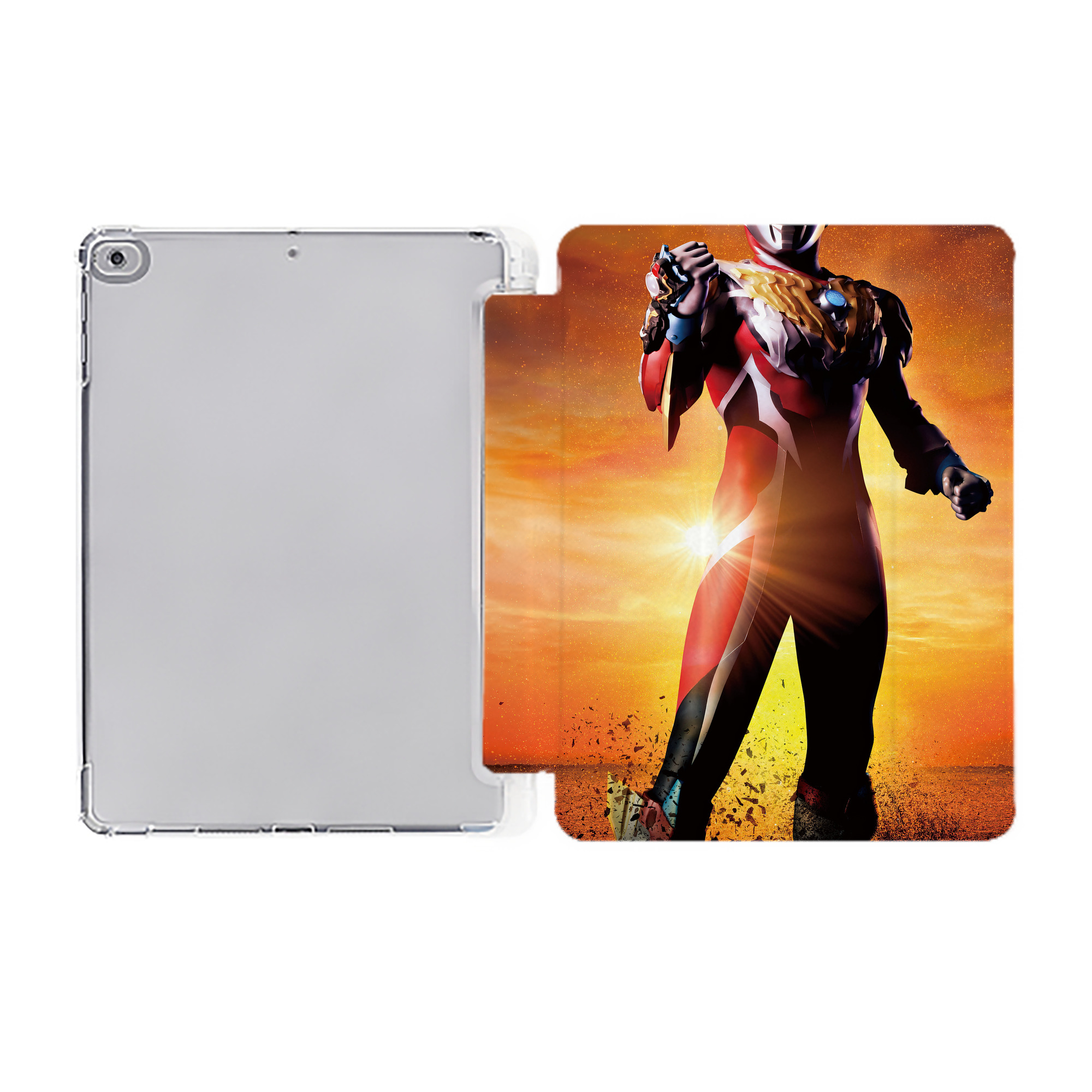 （画像用） ウルトラマン Ultraman IPad ケース ペン収納付き 三つ折りスタンド PUレザー×シリコン 対応機種9.5/10.5/10.9インチ